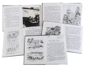 JOSEPH GREENBERG'S AUTOBIOGRAPHY: Five volumes, with 100s of handwritten pages, illustrated by hand as well as with numerous photographs, copies, reproductions of artworks, etc., being volumes 2, 3, 4, 5 and 6 of an incomplete project Joe titled "You should have such a life..." Volume 2: 1942 - 1951: The War Years - Back at Art School - The Herald and Woman's Day - My future wife... Volume 3: 1951 - 1958: Marriage - Woman's Day - Freelancing - Mt.Eliza - Leaving Australia for Europe - England. V