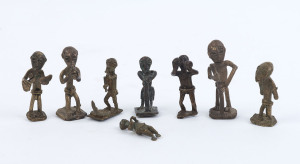 Eight assorted figural gold weights, cast bronze, Ashanti tribe, Ghana, the largest 6cm high