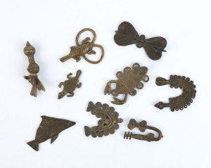 Collection of assorted gold weights, cast bronze, Ashanti tribe, Ghana, (9 items), the largest 6.5cm high