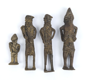 Four Edan figures, cast bronze, Yoruba tribe, Nigeria, the largest 11cm high