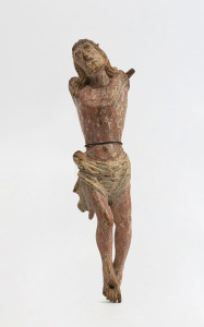 A Continental Corpus Christi (part) statue, carved wood with remains of polychrome finish, 18th/19th century, ​24cm high