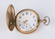 A 14ct rose gold cased full hunter gents pocket watch with crown wind, 19th century, ​7cm high - 2