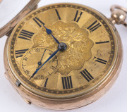 An antique 9ct rose gold gents pocket watch with fusee movement engraved "Alexander, London, Chronometer Makers To The Admiralty", ​19th century, 7.5cm high overall - 4