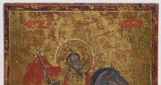 A Syrian icon of Saint Menas on horseback, hand-painted on wooden panel, 18th/19th century,29 x 21.5cm - 2