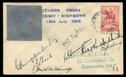 Aerophilately & Flight Covers : AUSTRALIA: Aerophilately & Flight Covers: "The Last Flight of the Southern Cross": 18 July 1935 (AAMC.514, 515, 516e&f) collection comprising low-numbered covers #3 and #14 each bearing an imperforate or a perforated speci