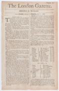 LONDON GAZETTE - ENGLAND - 1668 issues: almost complete May to August run (between Numb.258 and 291, excl. 273, duplicate 271): content mostly concerns news from various European cities, plus fleet movements, ship arrivals, details of ships wrecked & reli - 2