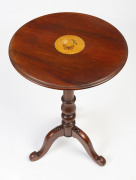 An Australian cedar wine table with butterfly decorated top, 19th century, 74cm high, 46cm diameter PROVENANCE: The Rodney Pemberton Collection - 3