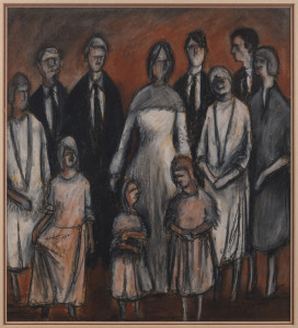 VIC IRVING (active 1990s) (The Wedding Party) pastels on paper, signed and dated '96' lower right, 36 x 33cm.
