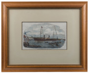"The Australian Clipper-ship Marco Polo" (1851) and "Launch of the Australian steam-ship Pacific at Millwall" (1854), hand-coloured steel engravings from the Illustrated London News, both framed, (2) each 40 x 47cm overall. - 2