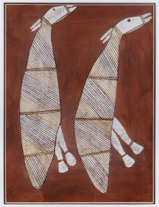 BOB WANUR NAMUNDJA (1933 - 2005) Untitled, ochre pigments on card, 42 x 31cm.