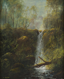 JOHN DOLLERY (1933 - ) (A waterfall), oil on board, signed lower left,