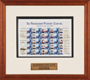 PREMIERSHIP PLAYERS' CLUB: 2006 display "Seventh Personalised Stamp Issue" comprising sheet of 20 personalised stamps,  with 20 signatures in margin including Jim Clark, Stan Rule, Fred Flanagan, Bill Rose, Dick Fenton-Smith, Kevin Rose, Don McKenzie, Rod