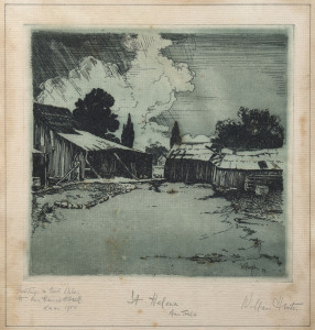 WILLIAM HUNTER, Sen. (1896-1963) St.Helena, Australia, 1939 aquatint, signed and dated in the plate lower right, further endorsed, titled and signed in the lower margin,