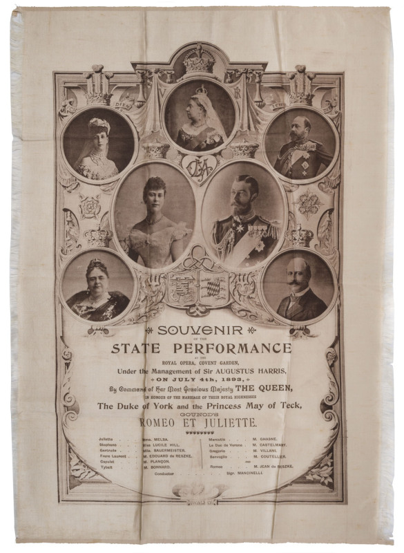 NELLIE MELBA as JULIET in a ROYAL PERFORMANCE, LONDON 1893 A souvenir programme for the State Performance of Romeo & Juliet given at The Royal Opera House, Covent Garden in honour of the marriage of The Duke of York & Princess Mary of Teck (later King Geo