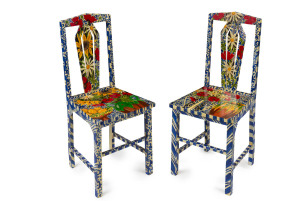 GREG IRVINE, pair of painted timber dining chairs, signed "Irvine", 94cm high
