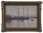 WILLIAM DUNN KNOX (1880-1945), Melbourne docks, oil on board, signed lower left "W.D. Knox", 24 x 33cm - 2