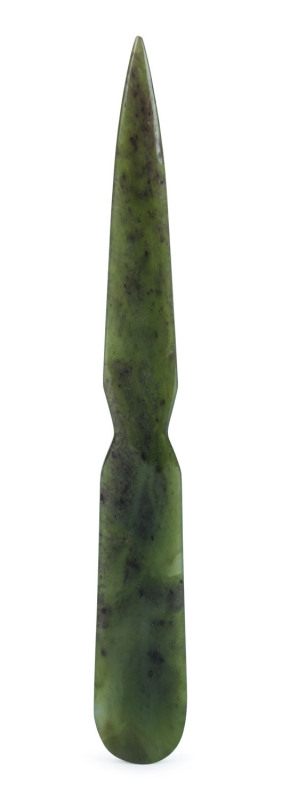 A New Zealand greenstone paper knife, 19th/20th century, ​19.5cm long