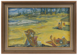 RUSSELL ZEENG (working 1990s), I.) Beach scene, II.) still life, oil on canvas, signed "Zeeng", 29 x 44cm and 45 x 34cm