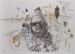 JOHN OLSEN (1928 - ), Drysdale & the desert, lithograph, 87/200, signed lower right "John Olsen, '81", ​76 x 106cm