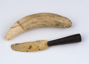 A sailor's seam knife and a sperm whale's tooth, 19th century, (2 items), ​the knife 13.5cm long