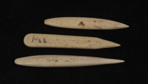 Three sailor's whalebone fids, 19th century, the largest 11cm long