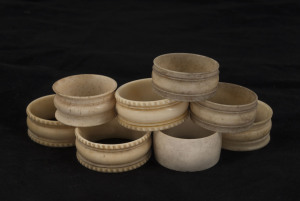 Eight assorted whalebone napkin rings, early to mid 19th century, ​the largest 4.5cm diameter