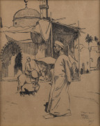 GORDON JACKSON Street Scene, Cairo 1917,pen & ink,titled, signed & dated lower right,21 x 17cm.