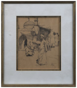 GORDON JACKSON Street Scene, Cairo 1917,pen & ink,titled, signed & dated lower right,21 x 17cm. - 2