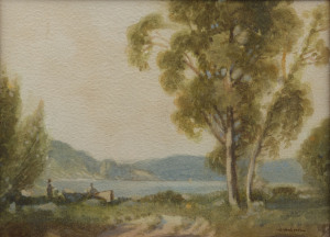 GERALD GEORGE ANSDELL (active 1920s - 40s), (On the lake shore), watercolour, signed lower right,
