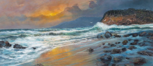 STEVEN DEUTSCHER (1947 - ), seascape, oil on board, signed lower right "Deutscher", ​34 x 76cm