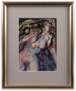 Two Rhonda Campbell paintings together with a lithograph signed Mallyon, (3 items), ​the largest 24 x 23cm - 2