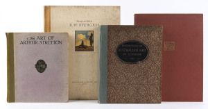 Four Australian art books including "The Art Of Arthur Streeton" edited by Ure Smith (Syd. 1919) limited edition of 1500 copies; "Exhibition Of Australian Art In London, 1923" limited edition 85/1000 copies; "The Art Of Rupert Bunny" Ure Smith Publication