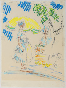 ROY OPIE (1909 - 1968) Martinique Girl, Crayon and ballpoint pen, signed, titled and dated lower right 'Opie '65', 24 x 20cm