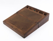 An antique writing box, cedar, mahogany and pine with brass bound edges, circa 1850, ​15cm high, 40cm wide, 23cm deep