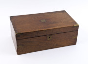 An antique writing box, cedar, mahogany and pine with brass bound edges, circa 1850, ​15cm high, 40cm wide, 23cm deep - 2