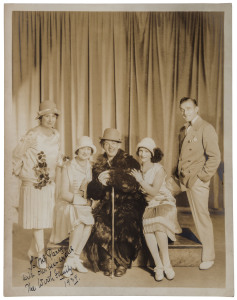 WIRTH BROTHERS CIRCUS: A publicity photograph, depicting 5 members of the family, some in costume, endorsed "To Mr. Parry with our best wishes, The Wirth Family, 1929.", ​35 x 28cm.