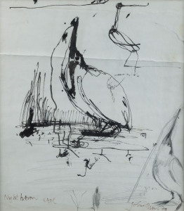 JOHN OLSEN (1928-), Night Herron, ink and pencil on paper, signed and titled in the lower margin "John Olsen, '70", ​37 x 33cm