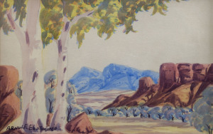 ARNULF EBATARINJA (1931-1998), Hermannsburg School landscape, watercolour, signed lower left "Arnulf Ebatarinja", ​16 x 26cm