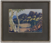 CLEM ABBOTT (1939-1989) Hermannsburg School landscape, watercolour, signed lower right "Clem Abbott", 17 x 25cm - 2