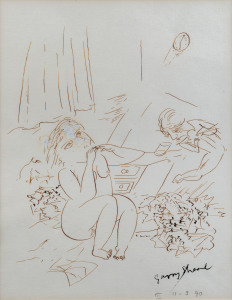 GARRY SHEAD (1942-), untitled female nude, ink on paper, signed lower right "Garry Shead, 11.03.90', ​33 x 25cm