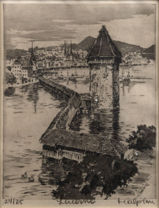 STANISLAW (Stacha) HALPERN (1919-69) Lucerne, aquatint, numbered 24/25, titled and signed in lower margin,