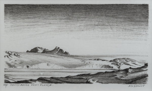 FRED W. ELLIOTT David Range from Flatoya (Antarctica), 1997, photo-lithograph, printed in black ink, from one stone, numbered in letters, titled and signed in lower margin, XXIV, from an edition of 50, ​14 x 24cm.