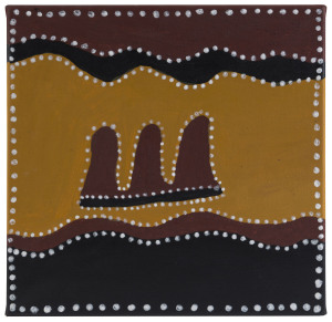 KATIE (Cassandra) COX (Australia, Aboriginal, 1958-), Untitled, acrylic on canvas, with WARMUN ART CENTRE handstamp and stock number 455/11 verso, 30.5 x 30.5cm.