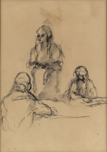 AUDREY BERGNER (Australia, Israel, 1927 -) Yemenite Women, pen and ink on paper, 24 x 16.5cm.