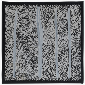 ANNIE MBITJANA (Australian, Aboriginal), Alpar - Rat-tail plant, acrylic on canvas, signed "Annie" and titled verso, with "MBANTUA GALLERY" handstamp,