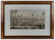 ROLAND CLARK "North East of Melbourne, on Yarra near Warrandyte'', watercolour, titled verso, ​signed and dated "R.Clark '94" lower left, 28.5 x 48.5cm. Besides the gold mine, the foreground of the picture shows extensive timber cutting and stacking next - 2