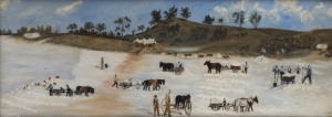 I. MALCOLM, Terryll West Salt Works, Feb.1920, oil on board, signed at lower left (partly obscured by frame), titled and dated verso, 30 x 87cm.