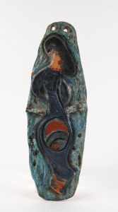 MARTHA ASH figural pottery plaque, incised "Martha Ash, '68", ​43cm high