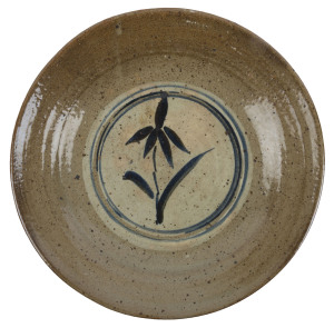 HAROLD HUGHAN pottery charger, with Glen Iris monogram, 45cm diameter