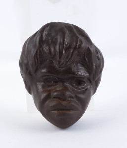 ELLIS pottery Aboriginal face plaque, incised "Ellis", 7cm high, 6cm wide